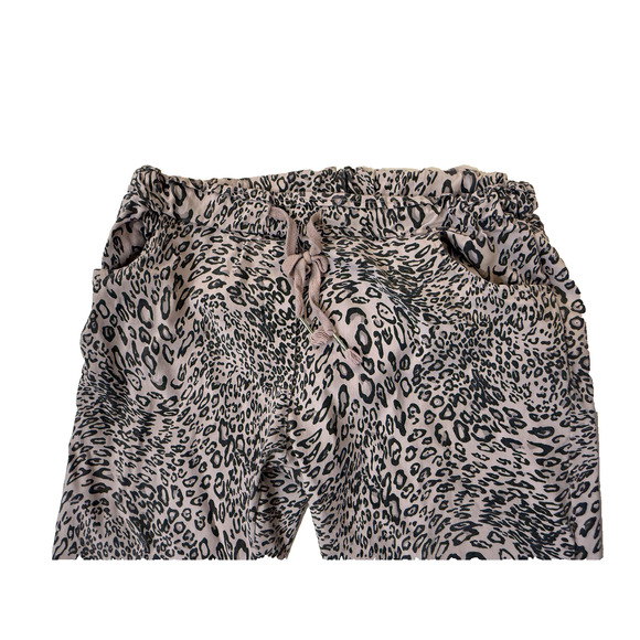 Levanté Leopard Print Jogger Pants Womens Medium Pink Boho AOP Made in Italy - Picture 2 of 8